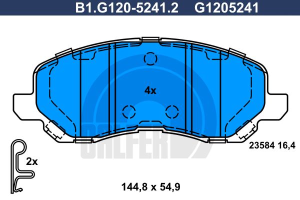

Комплект тормозных дисковых колодок GALFER B1.G120-5241.2