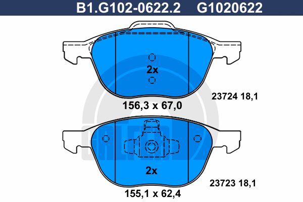 

Тормозные колодки GALFER дисковые B1G10206222