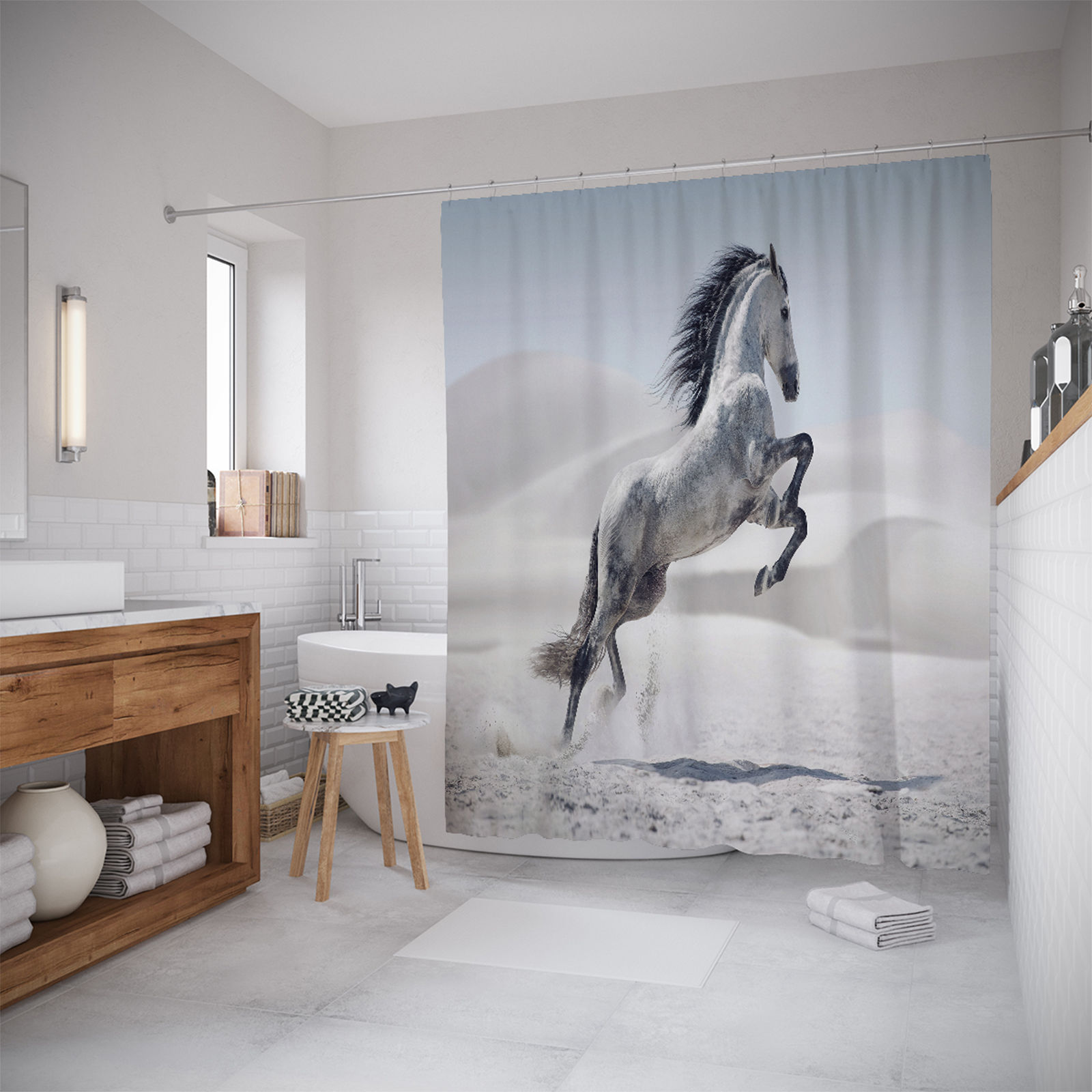 фото Штора для ванной joyarty «пустынная лошадь» 180x200