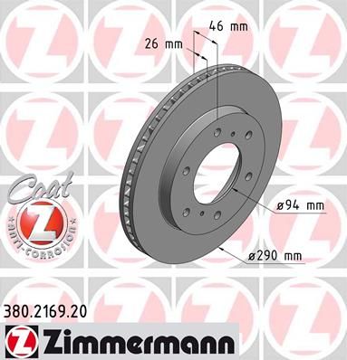 

Тормозной диск ZIMMERMANN 380.2169.20