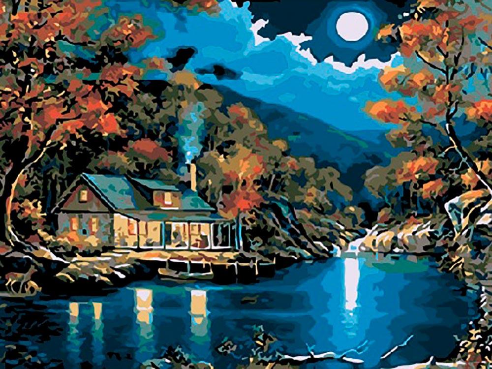 

Картина по номерам Paintboy Луна над рекой, 30x40 см, Луна над рекой
