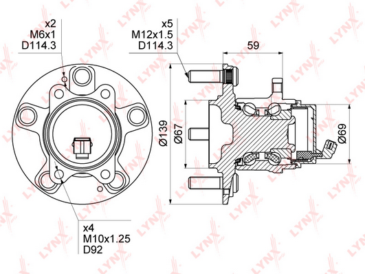 фото Комплект подшипника ступицы колеса lynxauto wh-1381