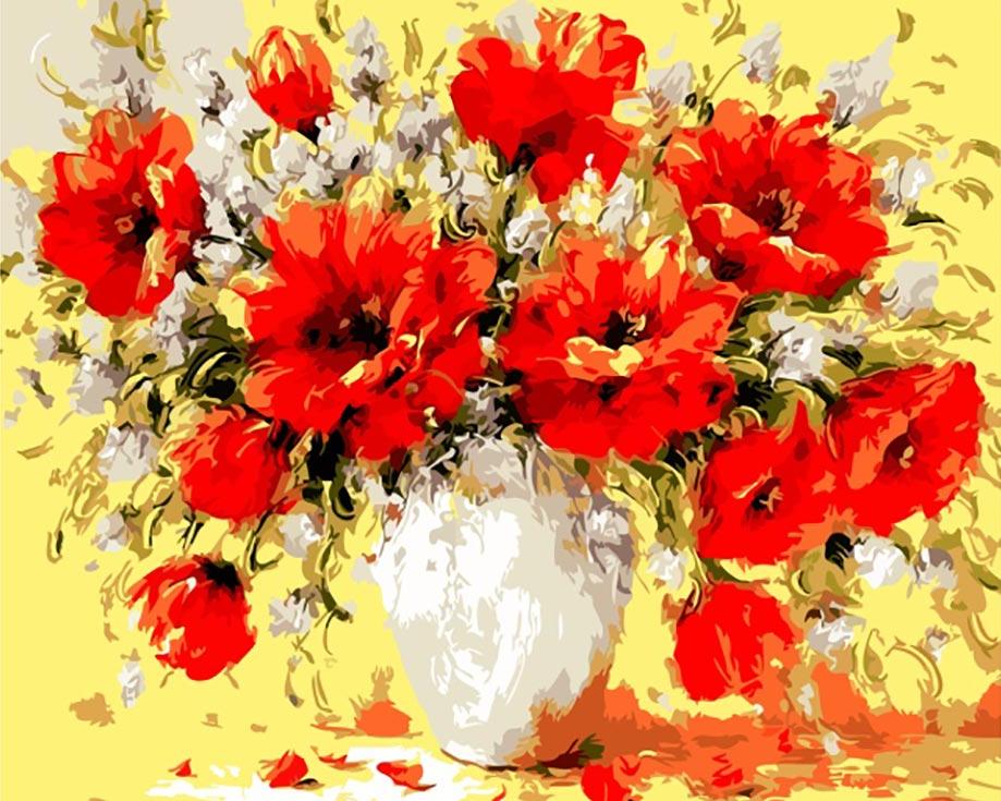 

Картина по номерам Цветной Букет маков, 30x40 см, Букет маков