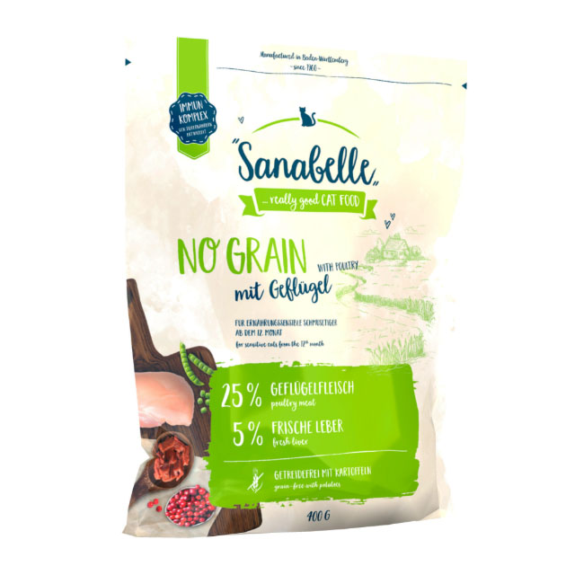 

Сухой корм для кошек Sanabelle No Grain, беззерновой, домашняя птица, 0,4кг, No Grain