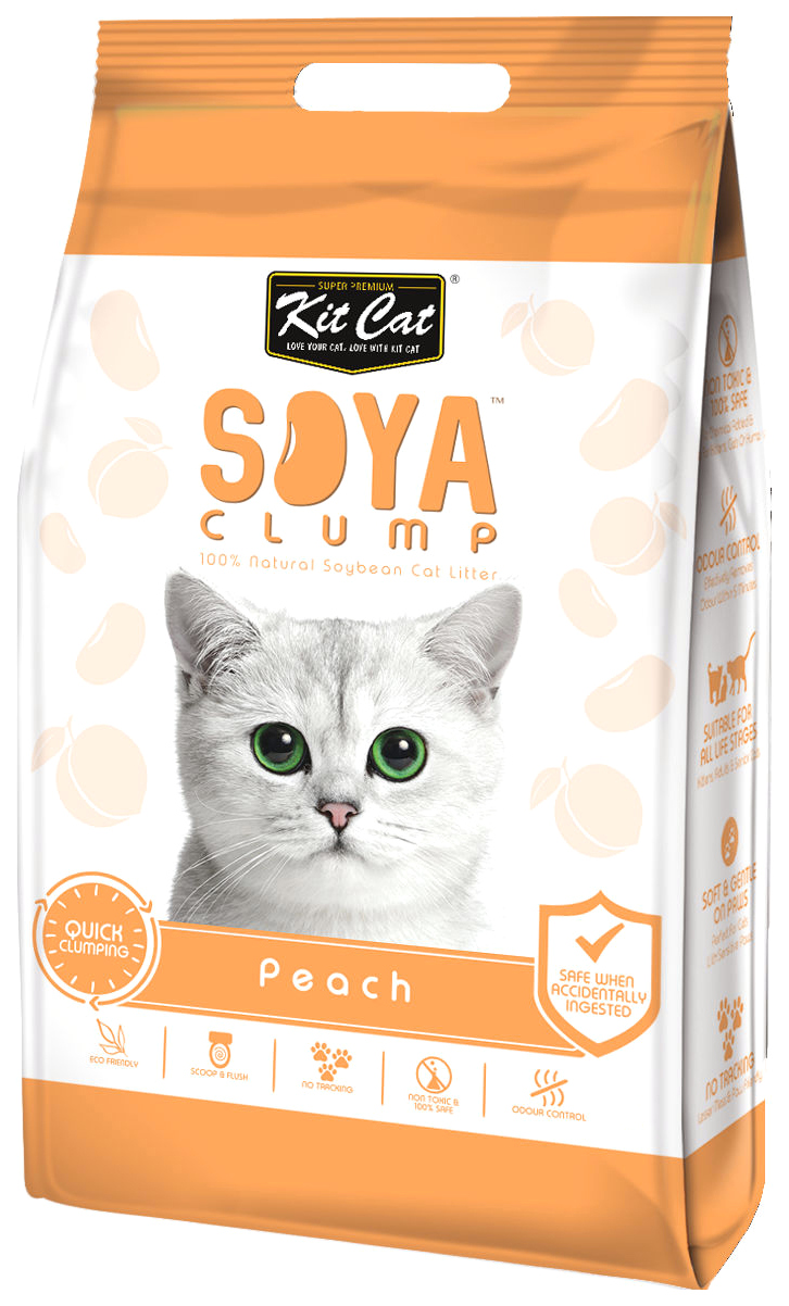 Комкующийся наполнитель туалета для кошек Kit Cat SoyaClump Soybean Litter Peach, 14 л