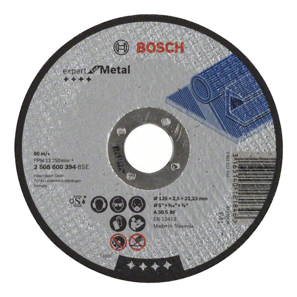 фото Диск отрезной абразивный по металлу для ушм bosch 125х2,5мм 2608600394