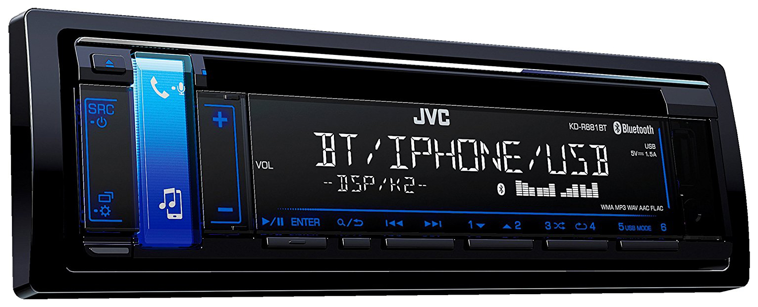 фото Jvc автомагнитола jvc kd-r881bt usb mp3 cd fm rds 1din 4x50вт черный