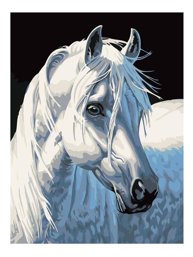 Раскраска по номерам Белоснежка Белая лошадь