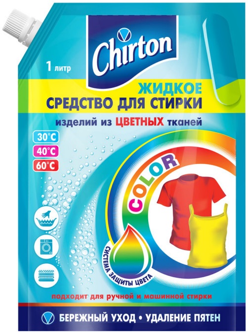 фото Жидкость chirton для стирки цветных тканей 1 л