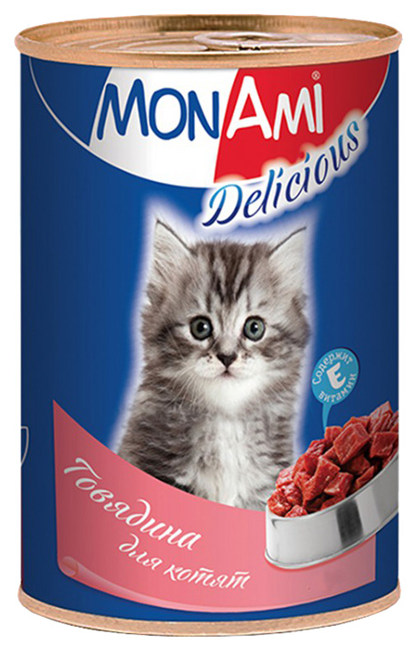 Консервы для котят MonAmi Delicious, говядина, 350г