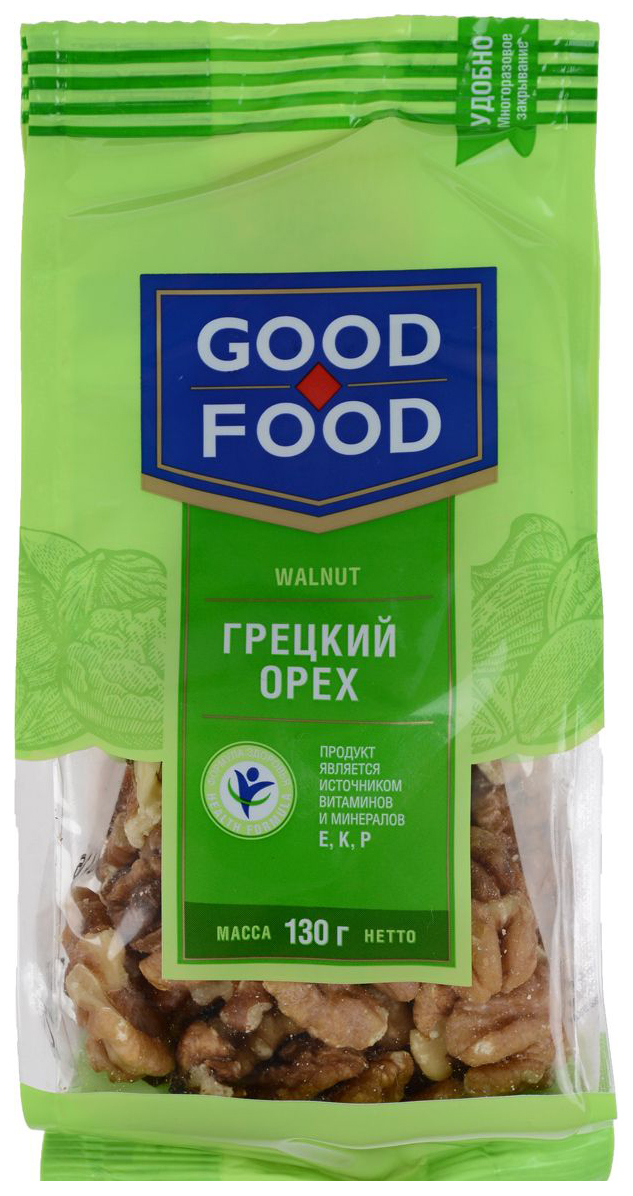 Грецкий орех ядра сушеный Good Food 130 г