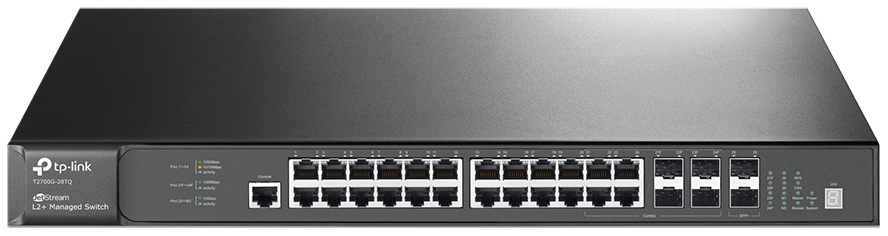 

Коммутатор TP-LINK JetStream T2700G-28TQ Black, T2700G-28TQ