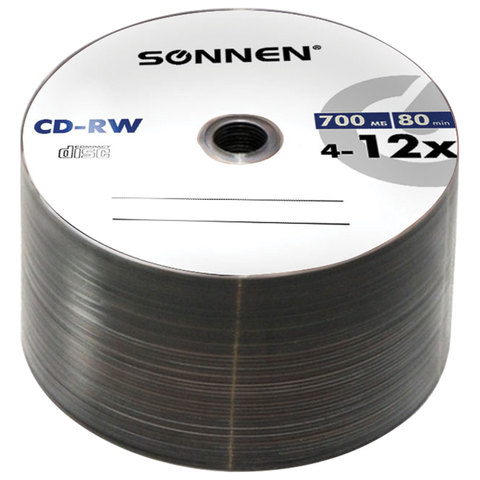 фото Диски cd-rw "sonnen", 700 mb, 4-12x, bulk 50 штук