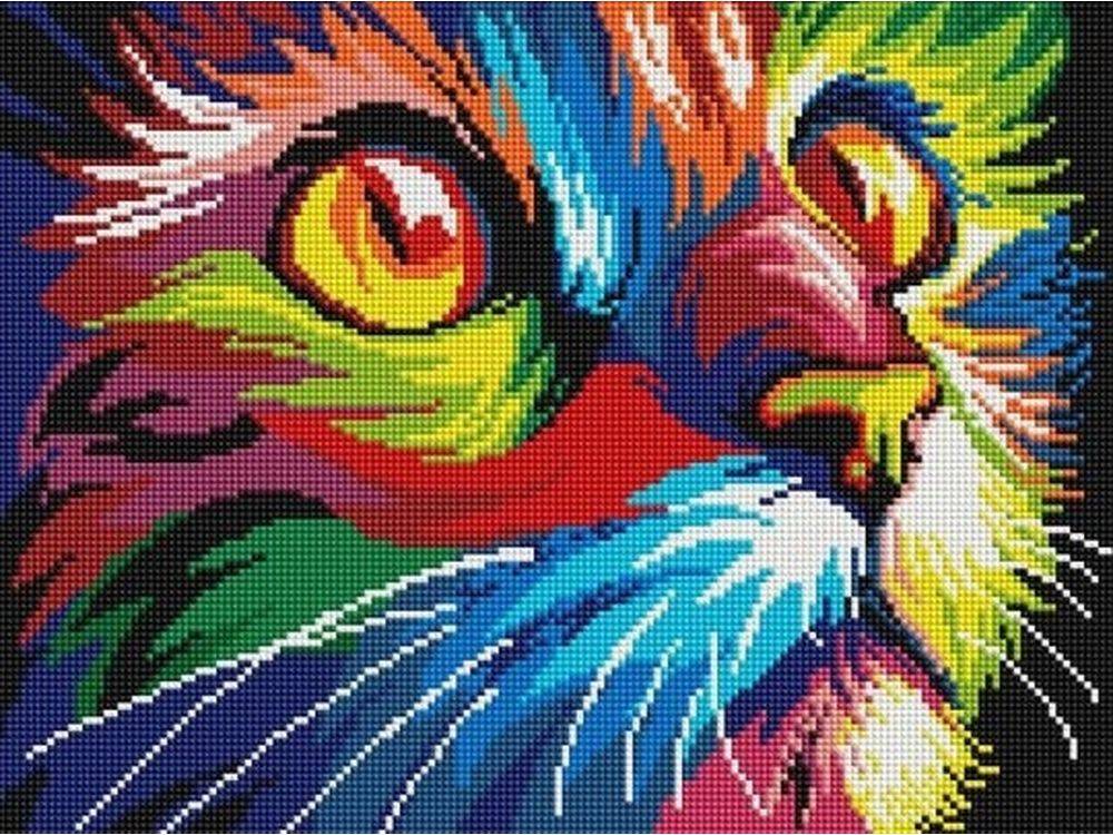 

Алмазная вышивка Painting Diamond Радужная кошка, 30x40 см, Радужная кошка