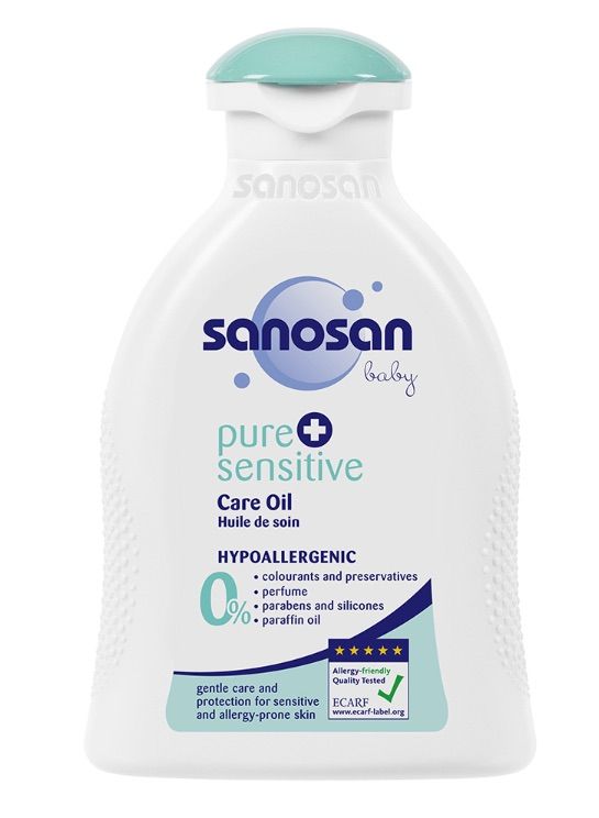 фото Детское масло для ухода за чувствительной кожей sanosan pure sensitive, 200 мл