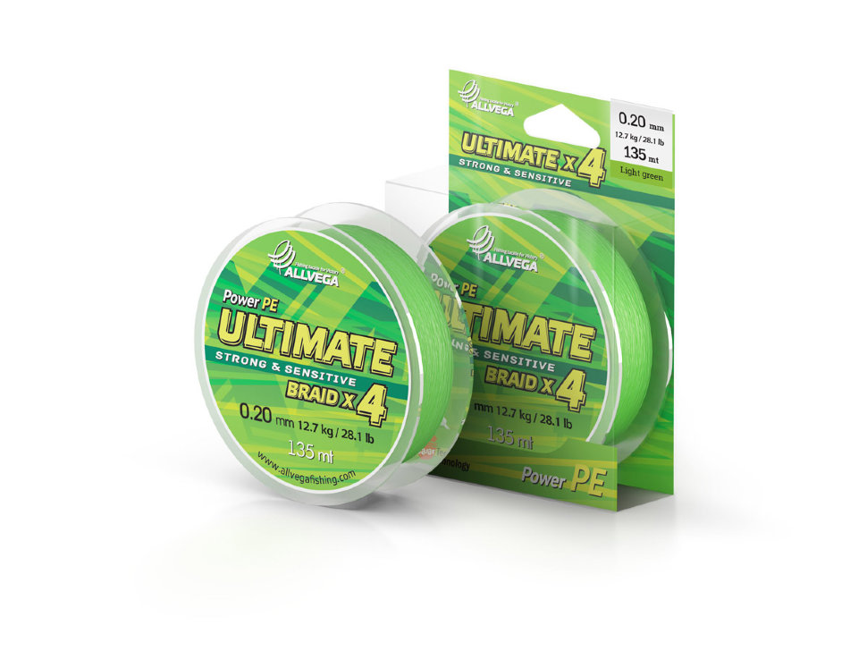 

Леска плетеная Allvega Ultimate 0,2 мм, 135 м, 12,7 кг, light green, Зеленый, Ultimate