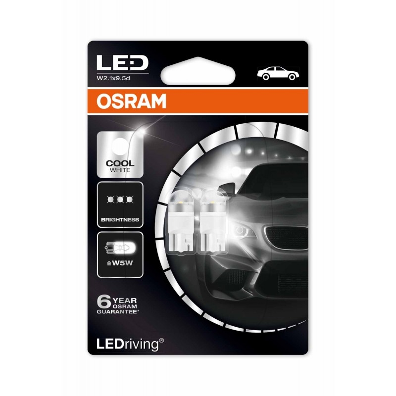 фото Лампа led (w5w) 12v 1w 6000k 2шт. блистер osram арт. 2850cw-02b