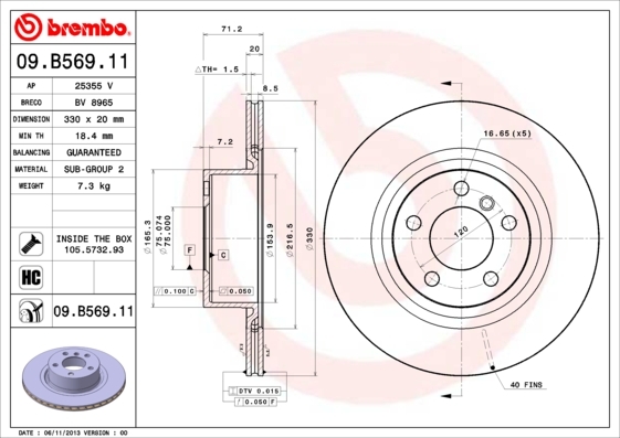 фото Тормозной диск brembo 09b56911