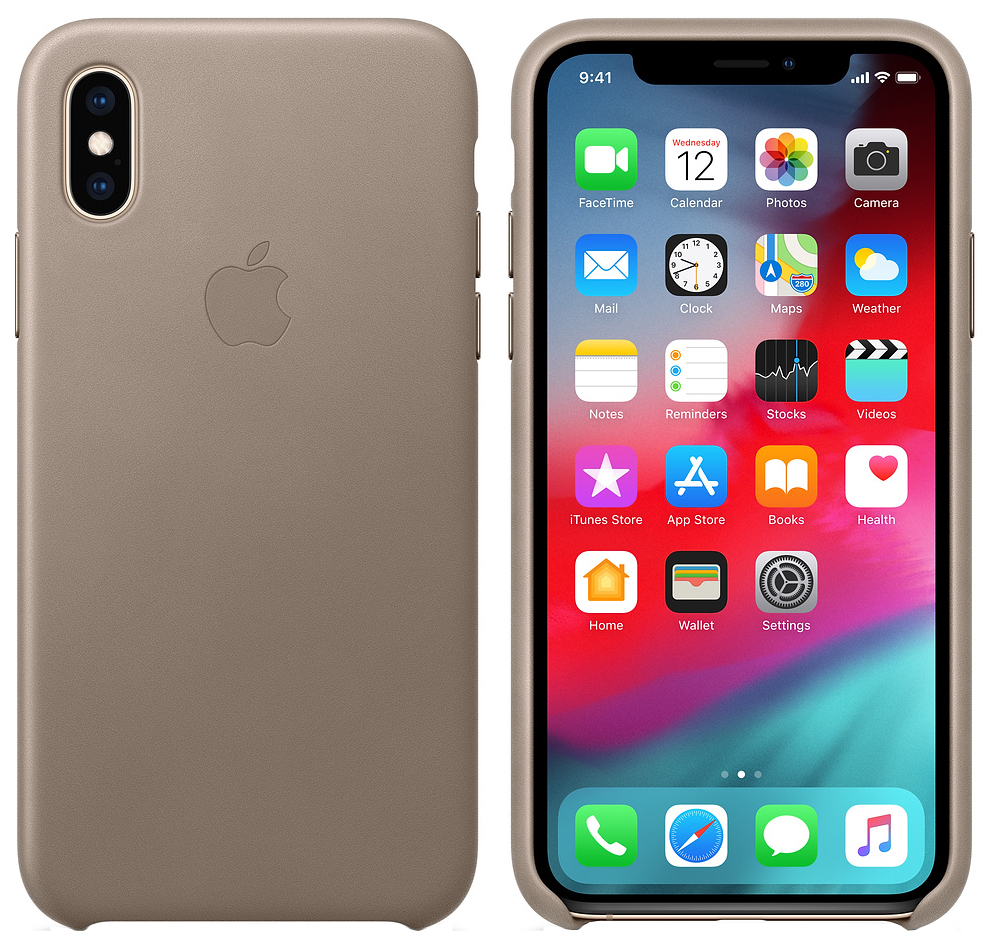 

Кейс для iPhone Apple XS Leather Case Платиново-серый, MRWL2ZM/A