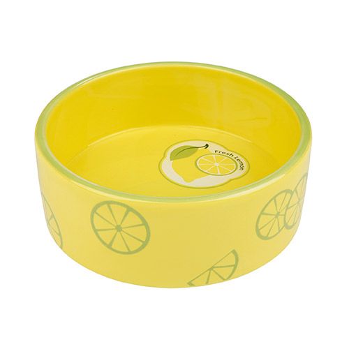 фото Одинарная миска для кошек и собак trixie, керамика, желтый, зеленый, 0.8 л