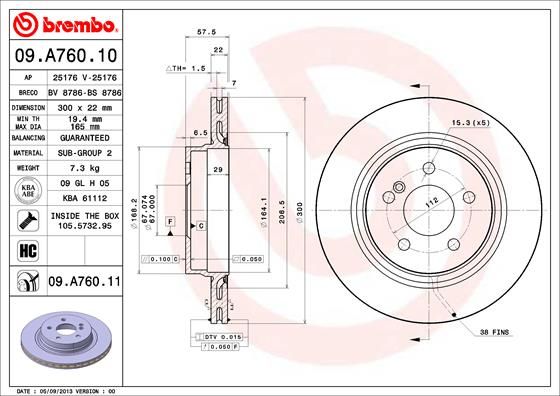 фото Тормозной диск brembo 09.a760.11