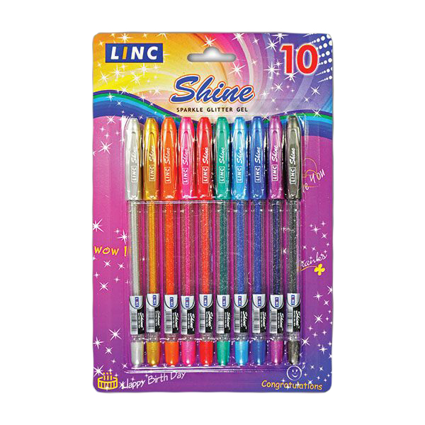 Набор ручек гелевых Linc Shine 1001G, разноцветные, 1 мм, 10 шт.