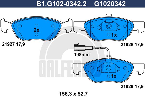 

Комплект тормозных дисковых колодок GALFER B1.G102-0342.2