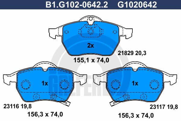 

Тормозные колодки GALFER дисковые B1G10206422