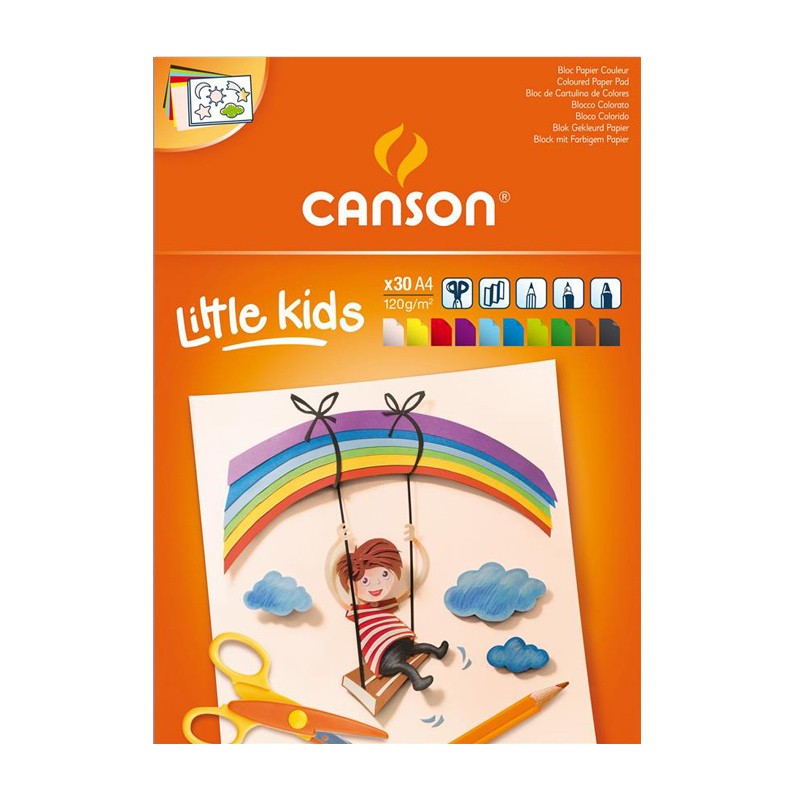 

Canson Цветная бумага детская CANSON, 120г/м2, 21х30см (А4), 10 цветов, склейка 30 листов