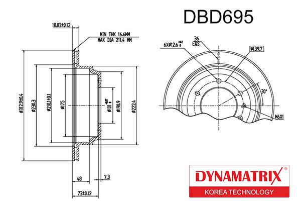 

Тормозной диск DYNAMATRIX DBD695