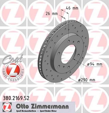 фото Тормозной диск zimmermann 380.2169.52