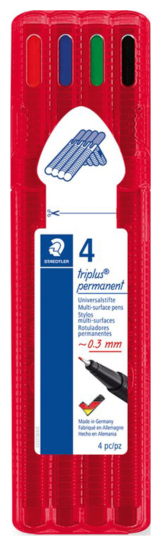 

Ручки капиллярные Staedtler Triplus Permanent 331 SB4, 4 цвета