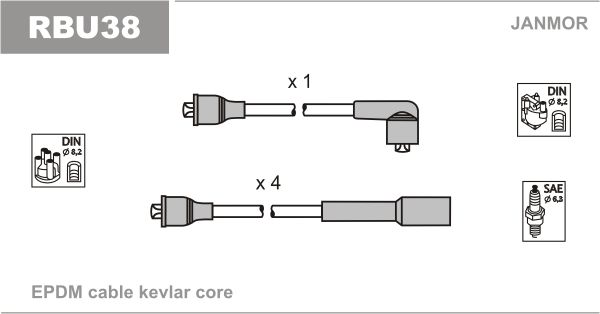 

Комплект проводов зажигания JANMOR RBU38