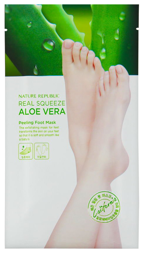 Маска для ног Nature Republic Real Squeeze Aloe Vera Peeling Foot Mask 2х25 г