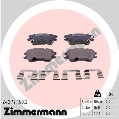 

Тормозные колодки ZIMMERMANN дисковые 24277.160.2