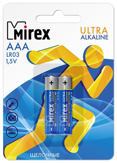 Батарейка щелочная Mirex LR03/AAA 1,5V 2 шт