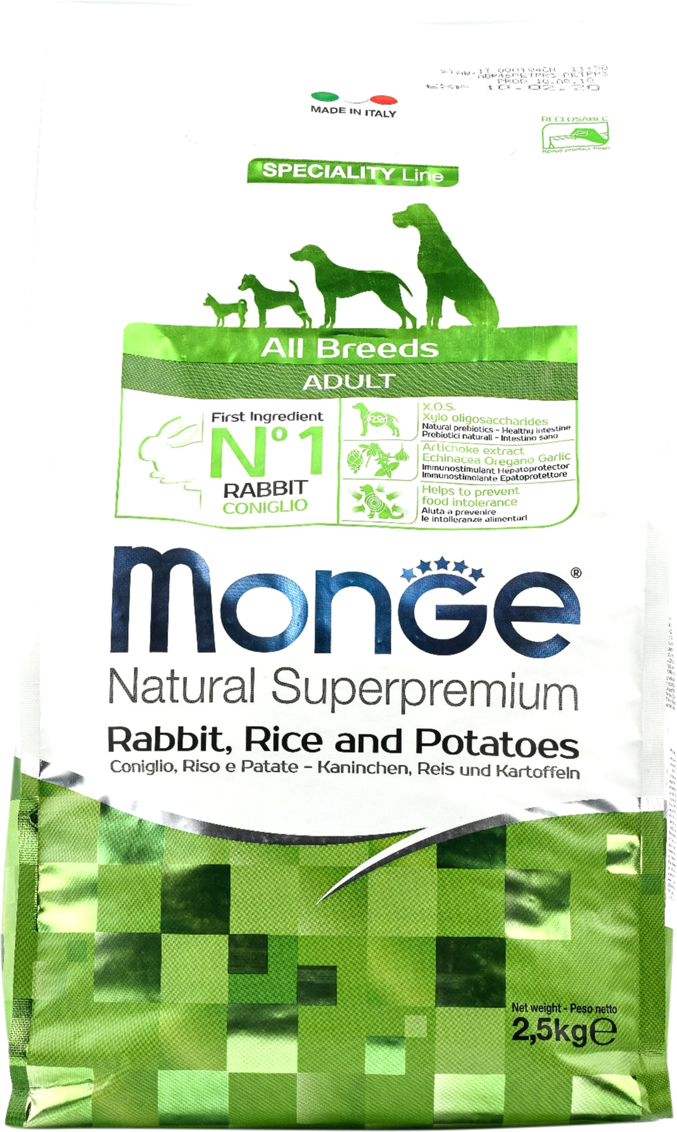 Сухой корм для собак Monge Speciality, все породы, кролик, рис, картофель, 2,5кг