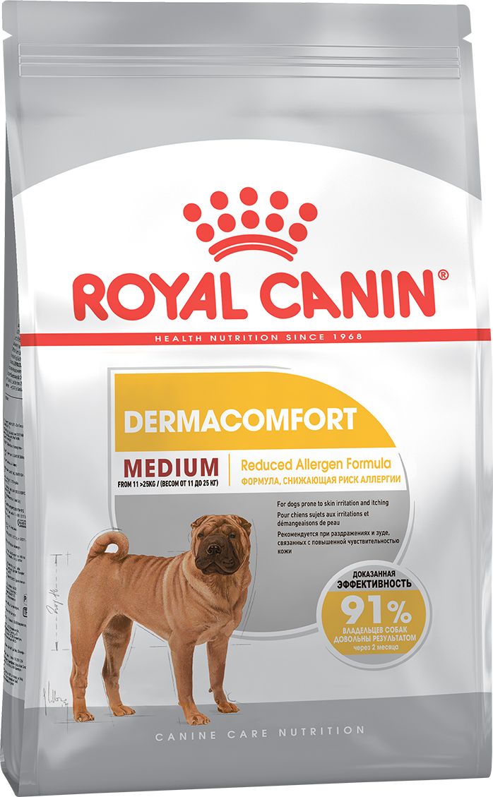 фото Сухой корм для собак royal canin dermacomfort medium, мясо, 3кг