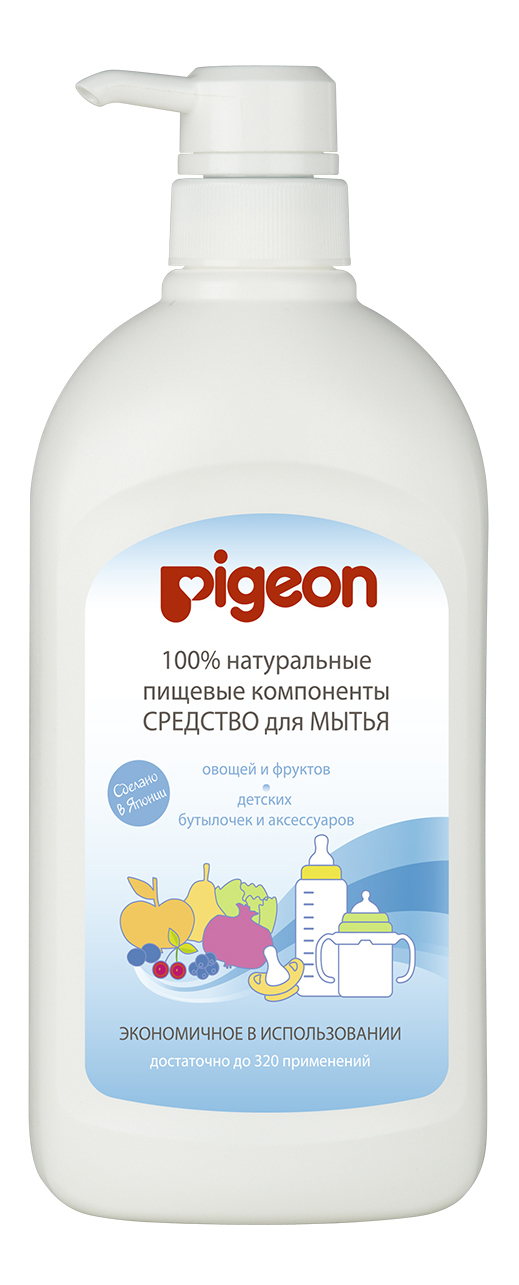 фото Средство для мытья детских бутылочек и овощей pigeon с дозатором, 800 мл