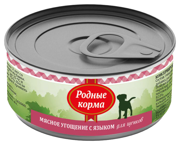 

Консервы для щенков Родные корма Мясное угощение, язык, 100г, Мясное угощение