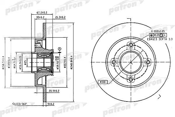 фото Тормозной диск patron pbd7011