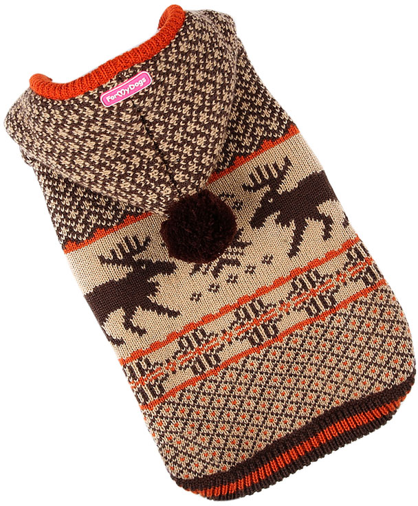 

Куртка для собак вязаная FOR MY DOGS, унисекс, коричневая, FW656-2018 10-12, FW656-2018