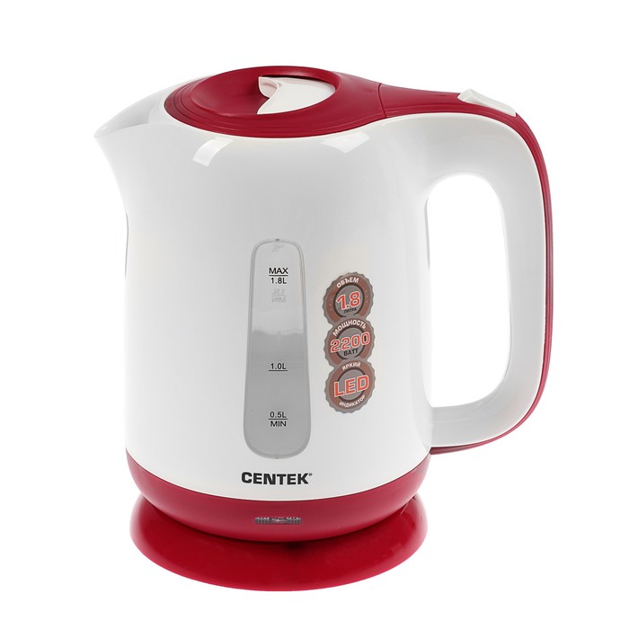 Чайник электрический Centek CT-0044 1.8 л белый, красный