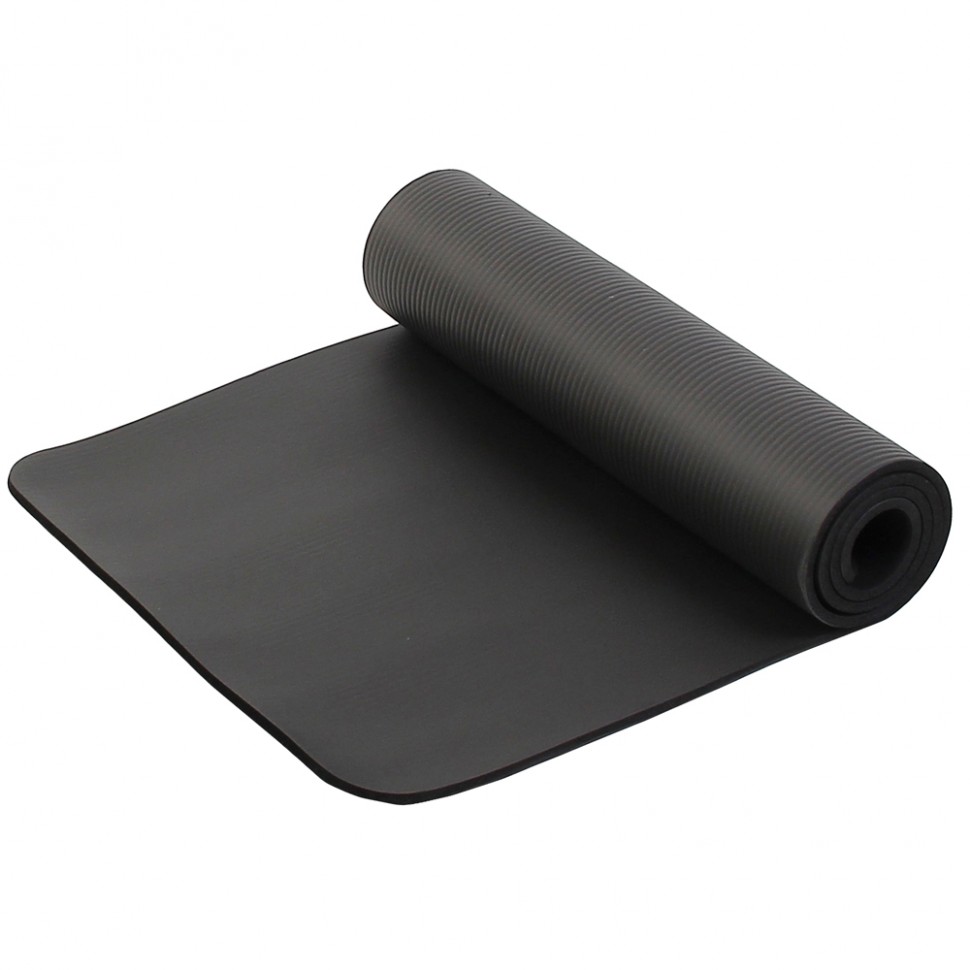 Коврик для йоги и фитнеса Larsen NBR black 183 см, 10 мм