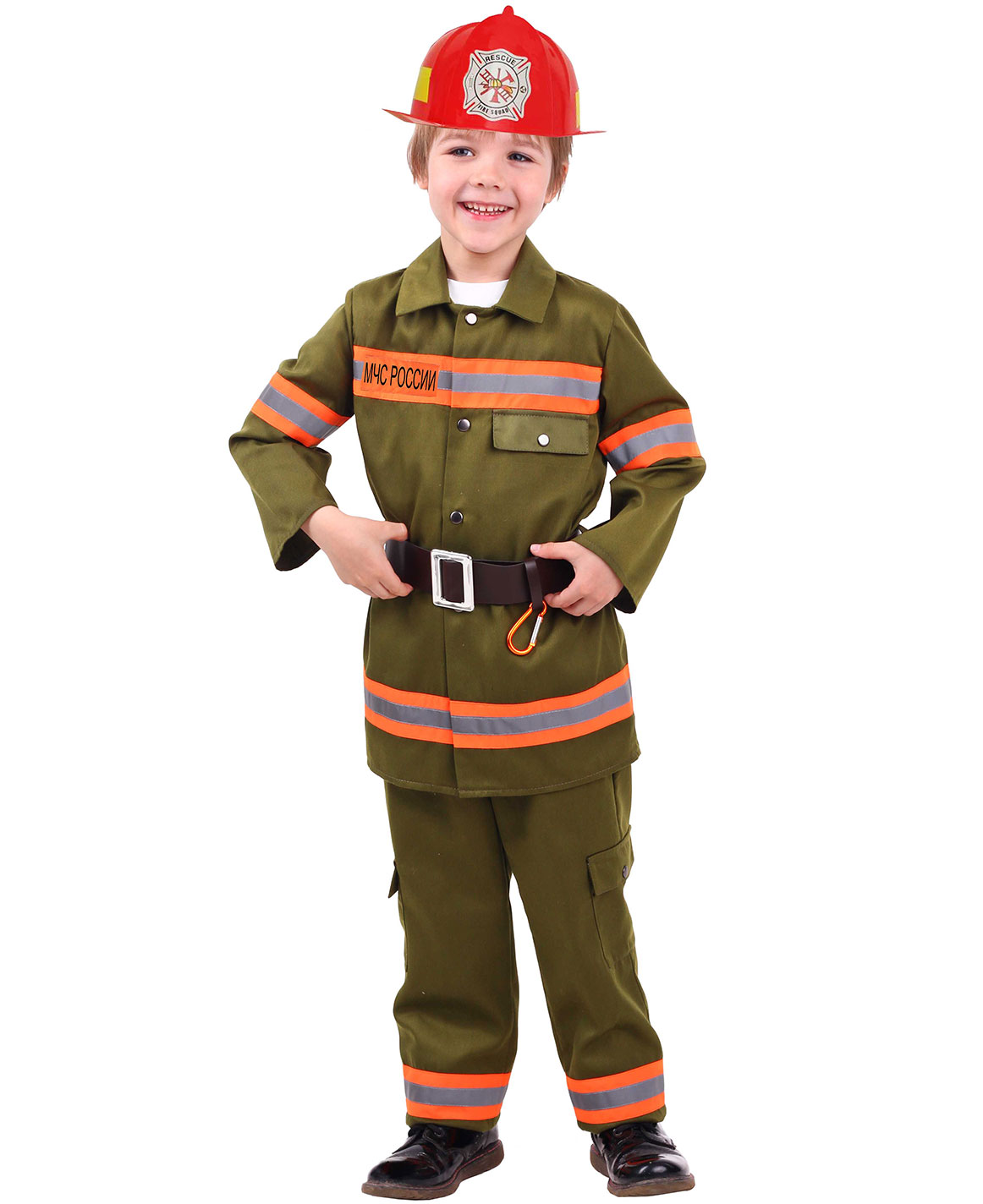 Карнавальный костюм Batik 7002 к-20 Пожарный, зеленый, оранжевый, 122