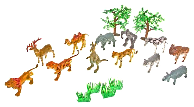 фото Набор животных sima-land дикая природа с аксессуарами, 12 фигурок
