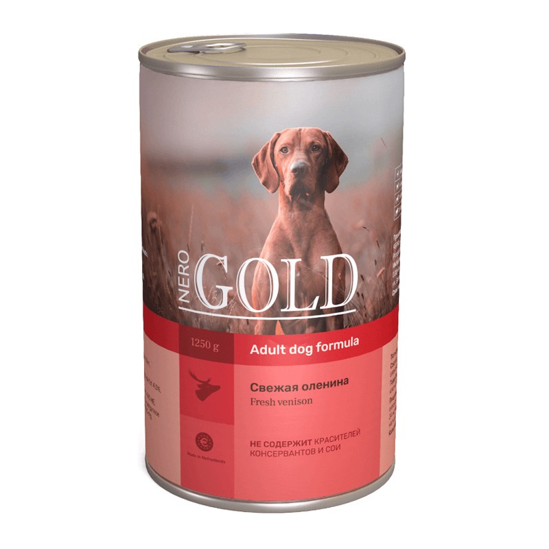 фото Консервы для собак nero gold adult dog formula, свежая оленина, 1250г