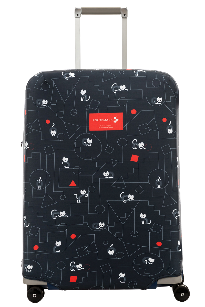 Чехол для чемодана Routemark Коты и порядок черный, 91x55