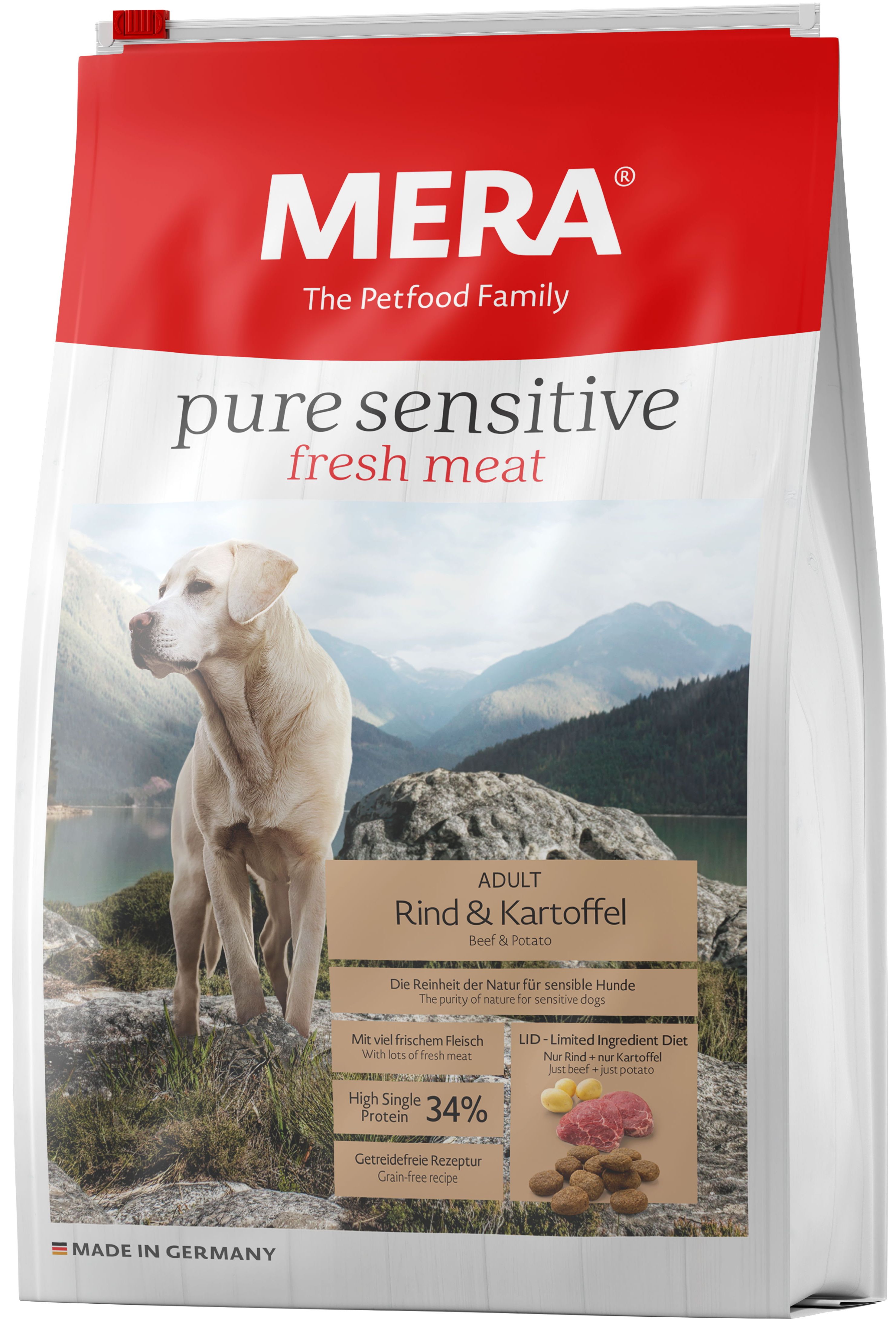 фото Сухой корм для собак mera pure sensitive adult, говядина и картофель, 1кг