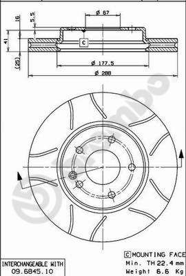 фото Тормозной диск brembo 09.6845.75